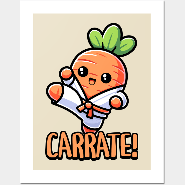 Carrate! Cute Karate Carrot Pun! Wall Art by Cute And Punny